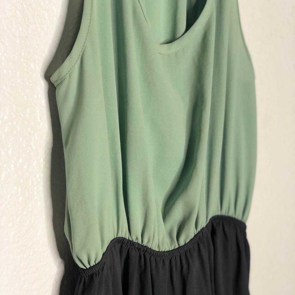 Mint green and gray dress with a slit